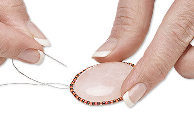 Cabochon with seed bead border
